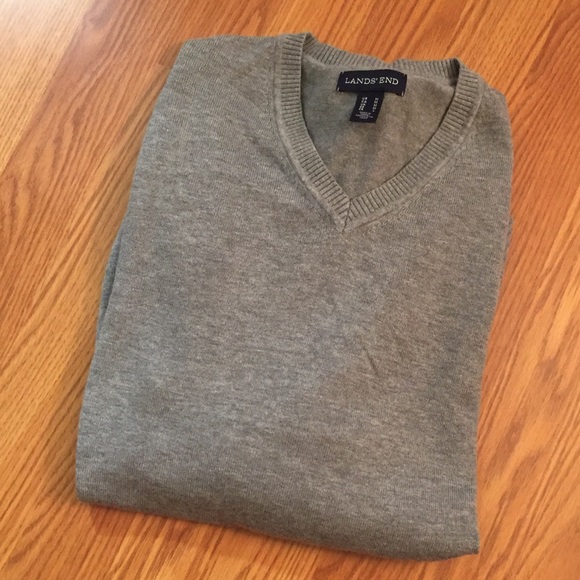 Men’s Lands’ End V Neck Sweater - Picture 3 of 8